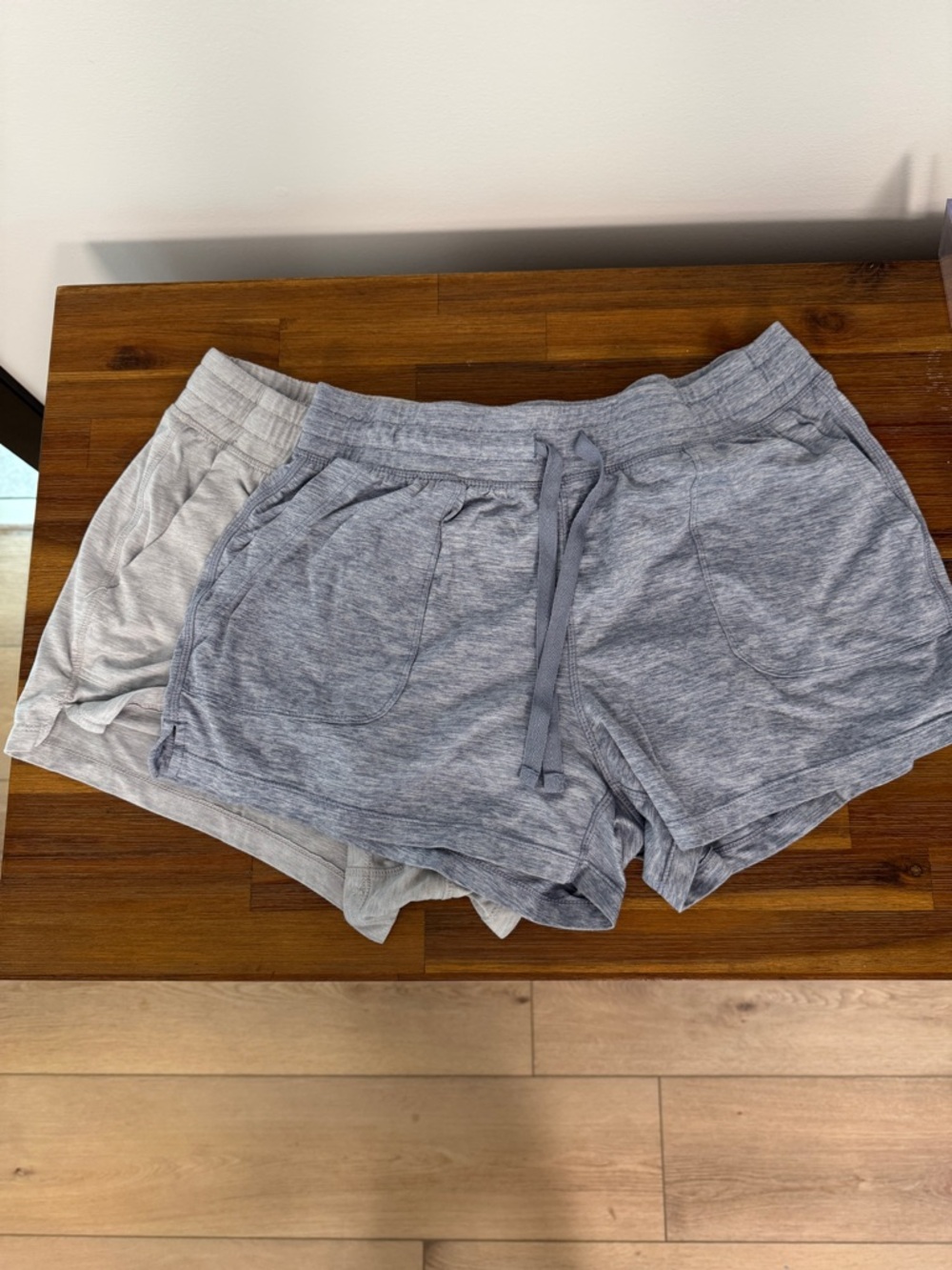 90 Degree By Reflex Heather Gray and Heather Blue Athletic Drawstring Shorts